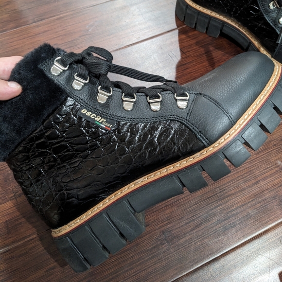 Oscar Sport black leather lace up winter boots - Picture 7 of 9